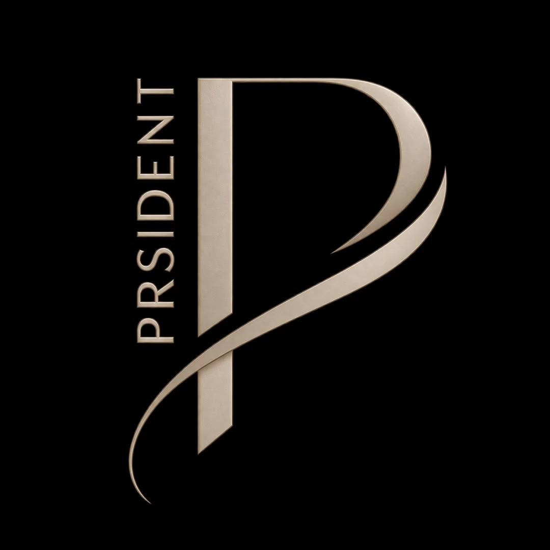 PRSIDENT gold monogram logo